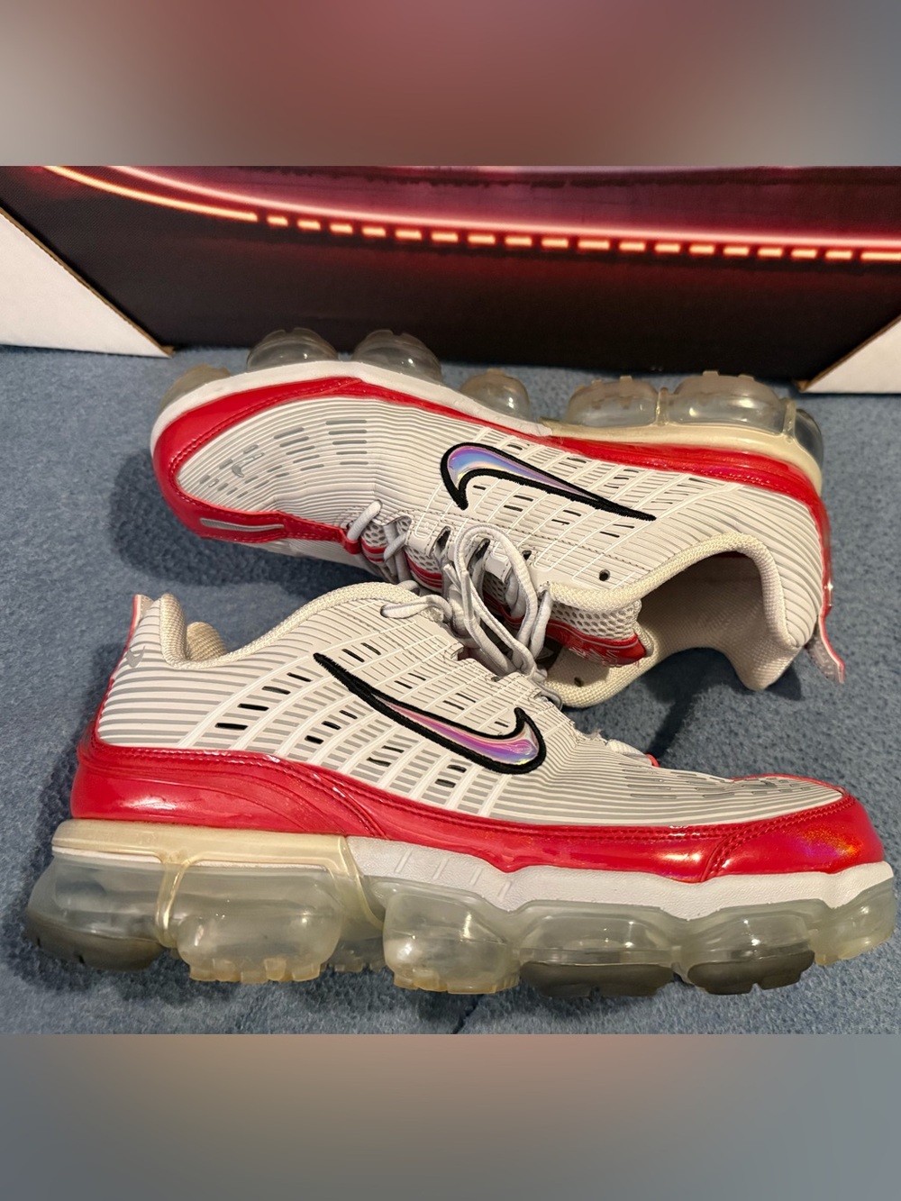 Nike Air VaporMax 360 Vast Grey Red CK2718-002 Mens Size 10